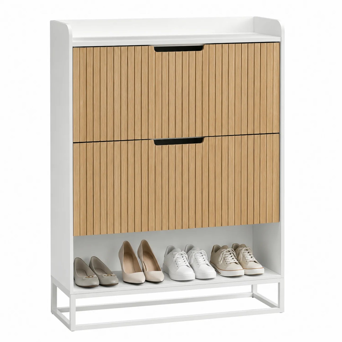 Scarpiera in Legno e Metallo con Ante Ribaltabili 130x80x24 cm