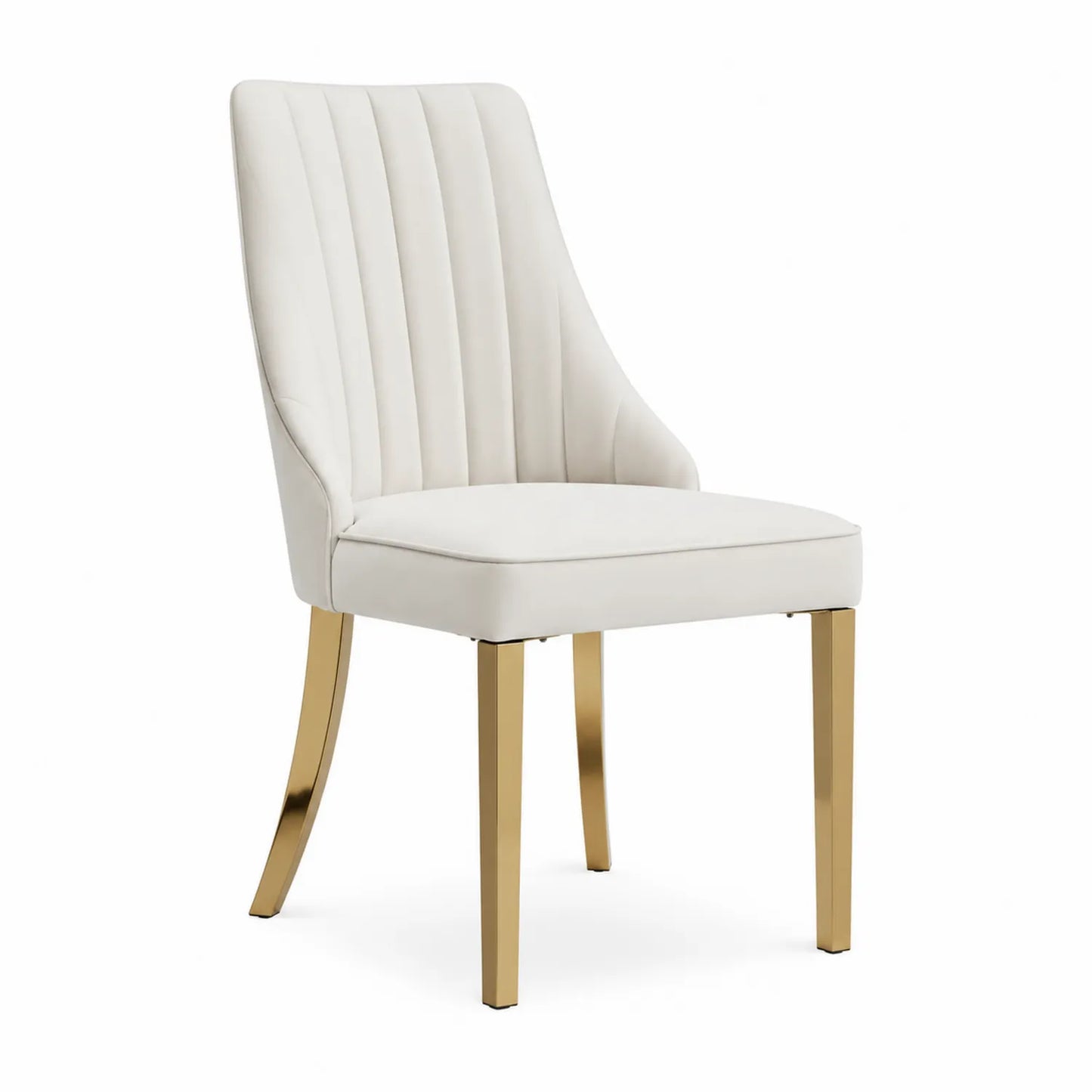 Sedia in similpelle bianca con gambe in metallo dorato