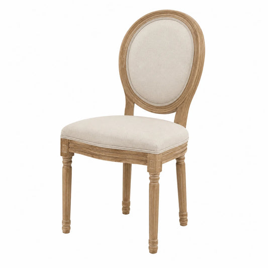 Sedia in legno e tessuto beige