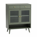 Credenza in Legno con Ante in Vetro e Due Cassetti Verde