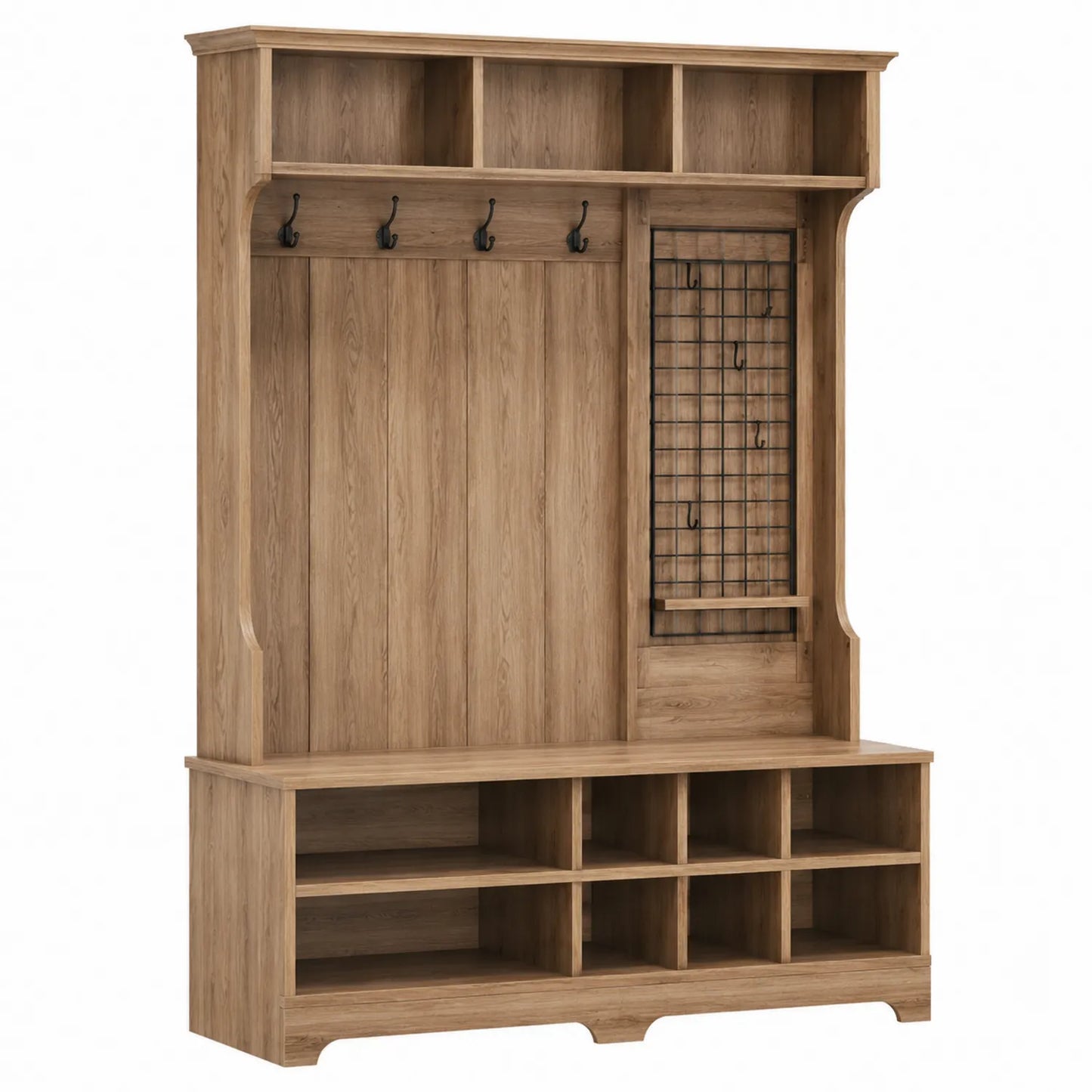 Appendiabiti da ingresso in legno MDF con ganci e mensole