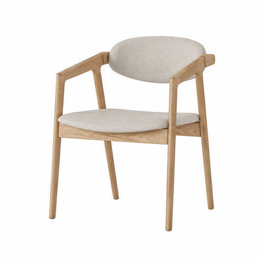 Sedia da pranzo in legno e tessuto beige 55x53x74 cm