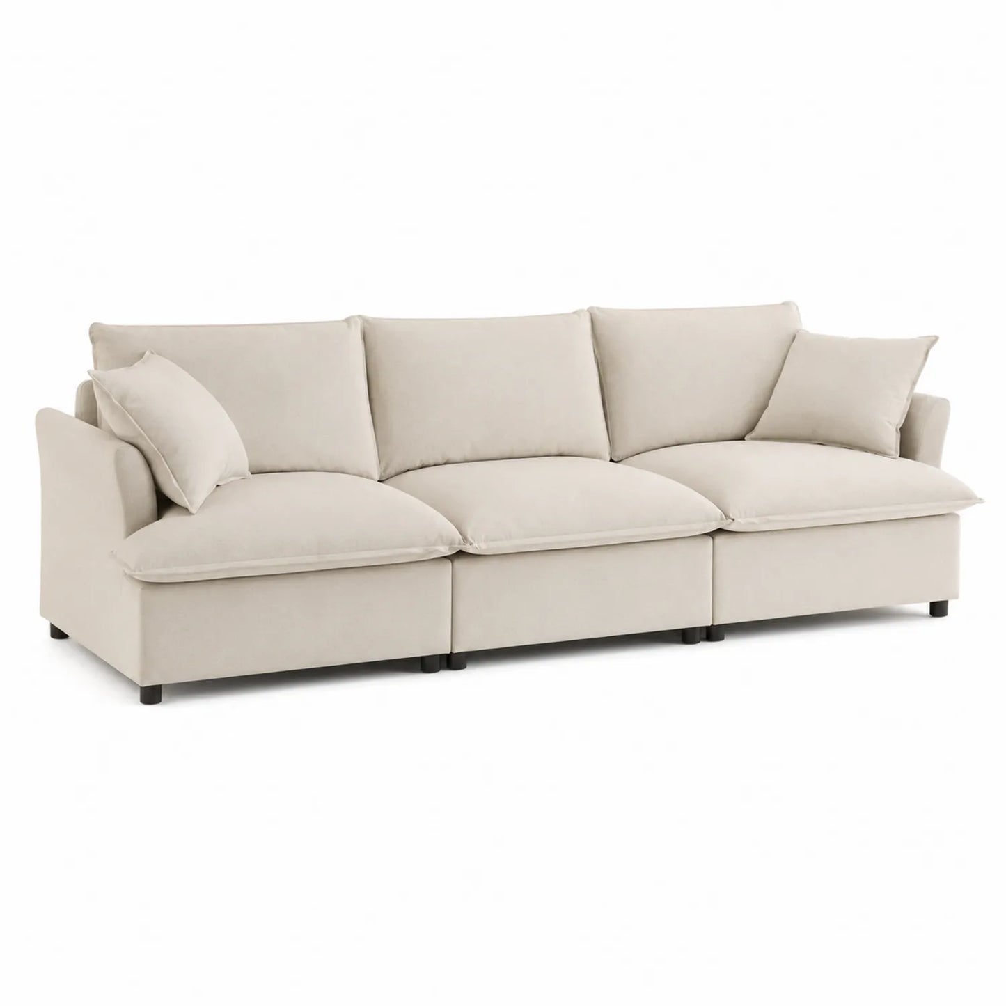 Divano modulare in tessuto beige 3 posti