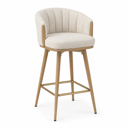 Sgabello da Bar Legno e Tessuto Beige