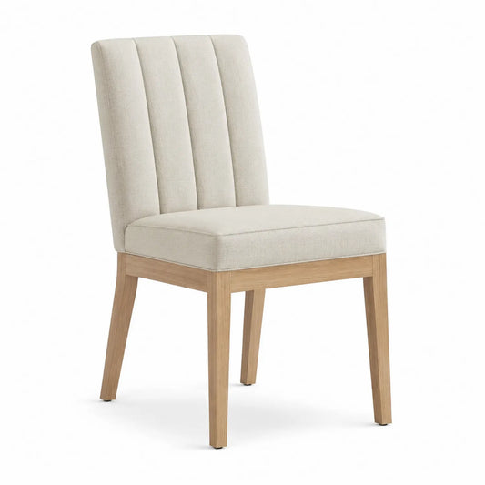 Sedia da pranzo in legno e tessuto beige
