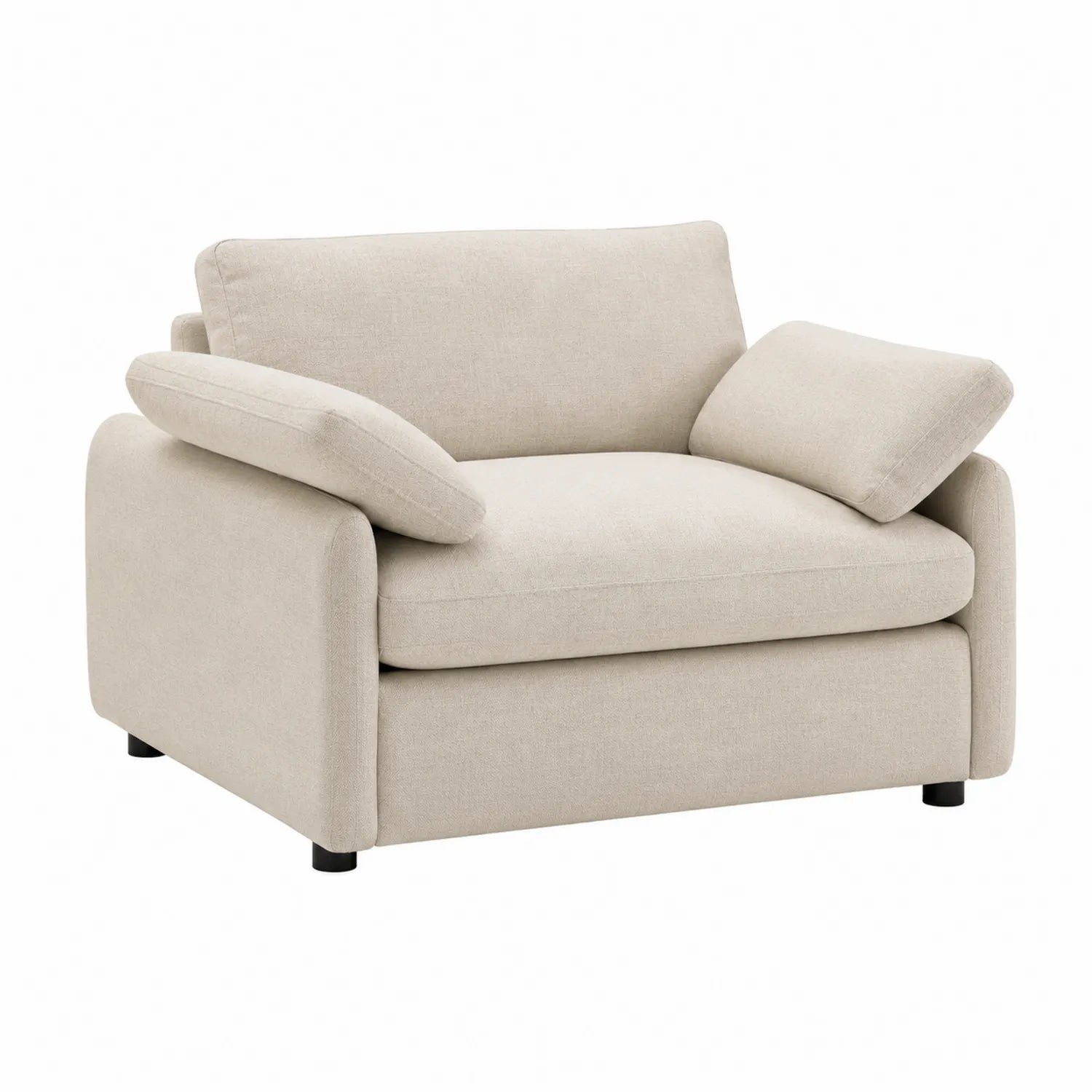 Divano in tessuto beige singolo con braccioli regolabili