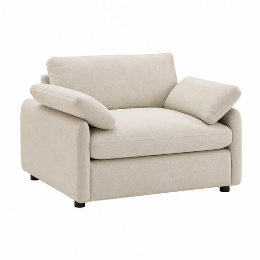 Divano in tessuto beige singolo con braccioli regolabili