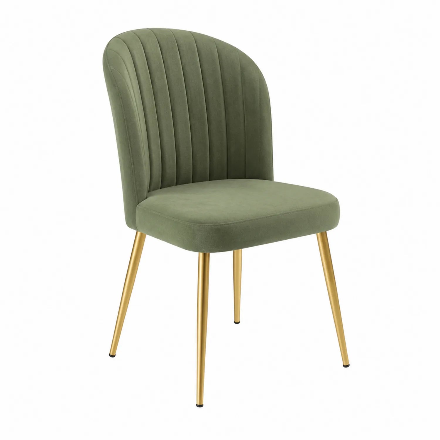 Sedia in velluto con gambe in metallo dorato Verde