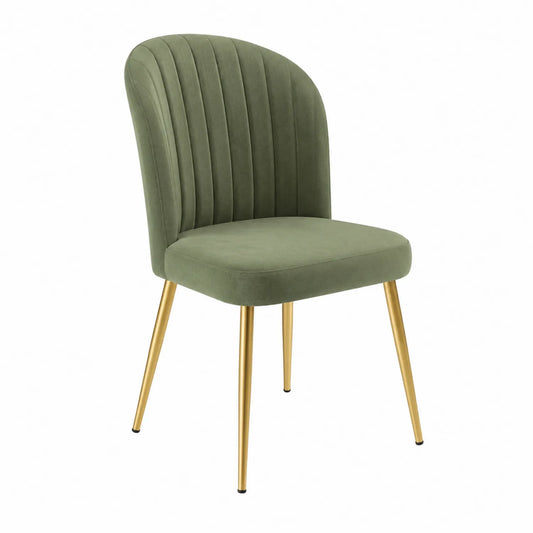 Sedia in velluto con gambe in metallo dorato Verde