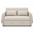 Divano letto in tessuto beige con cuscini