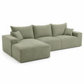 Divano modulare in tessuto a coste Verde con chaise longue