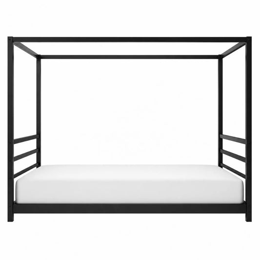 Letto a Baldacchino Metallo Nero 200x160 cm