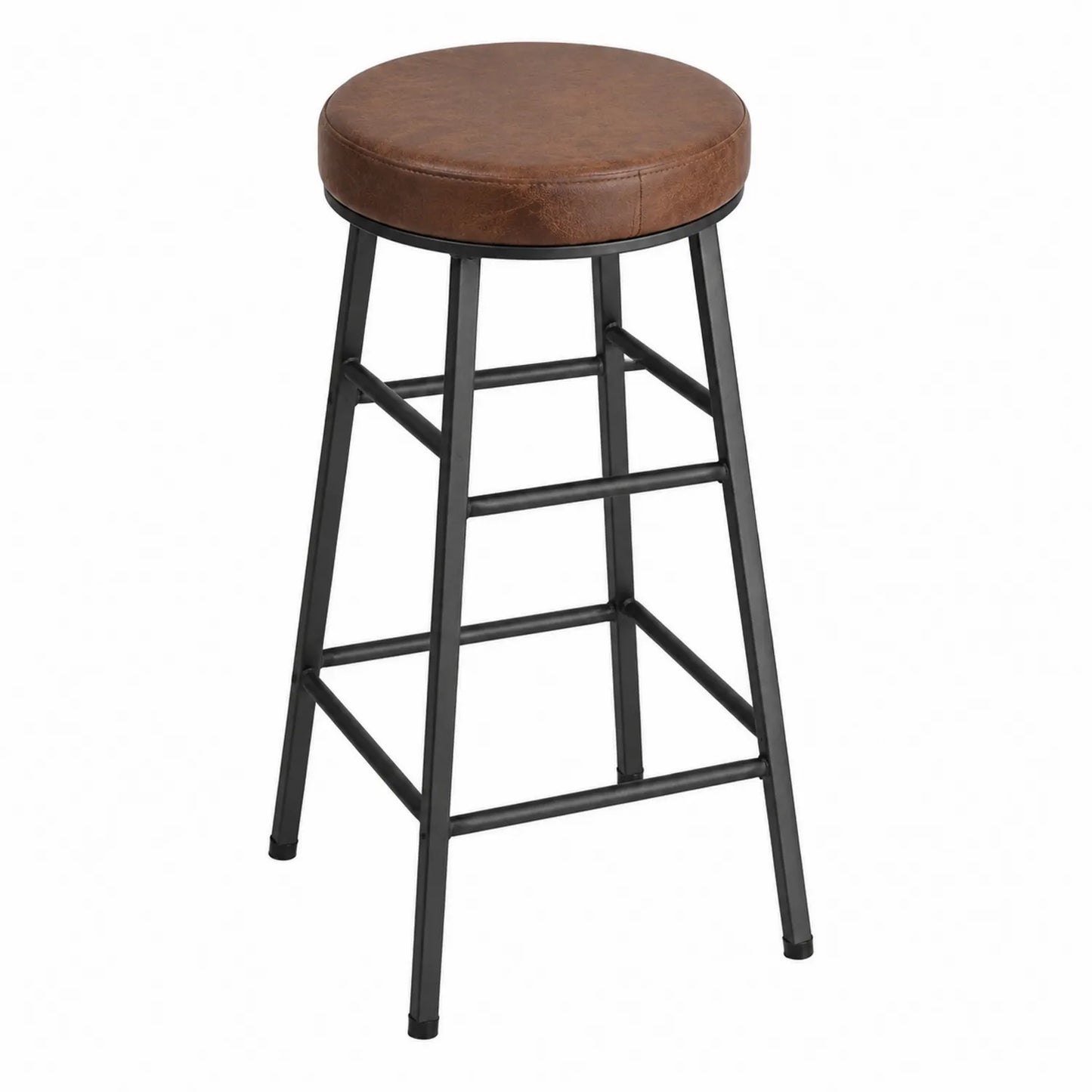 Sgabello da bar in metallo e similpelle marrone, altezza 75 cm